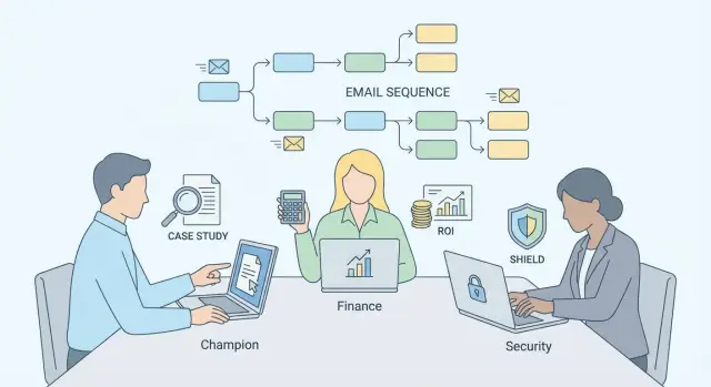 Buying committee email sequencing: role-based proof and asks