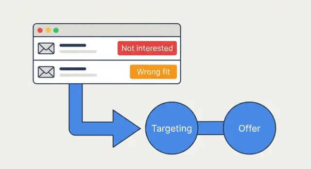 Cold email negative replies: use labels to improve targeting