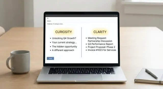 B2B outbound subject lines: curiosity vs clarity examples