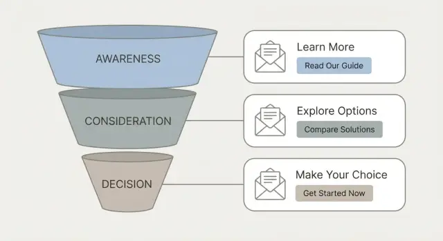 Email CTAs for buying stages: awareness to decision asks