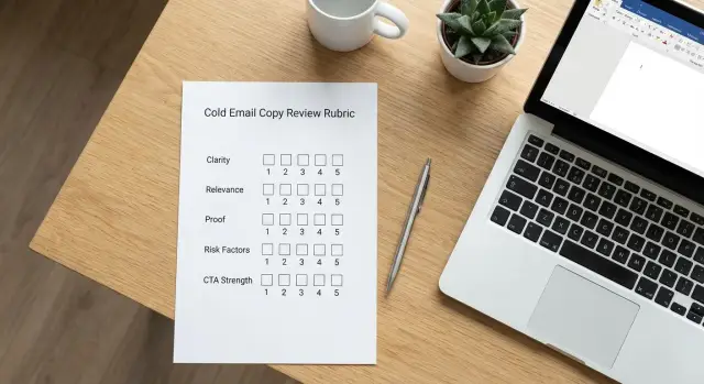 Cold email copy review rubric: a team scoring sheet