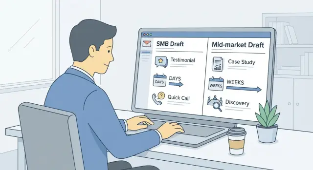 Outbound for SMB vs mid-market: adjust promise, proof, ask