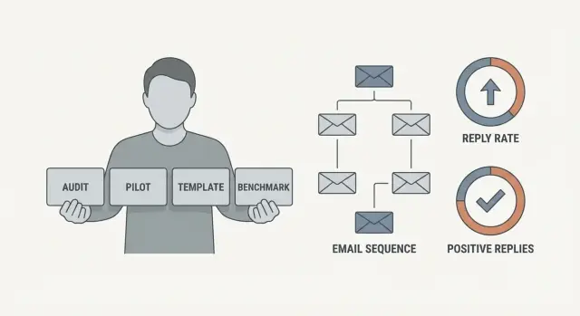 Cold email offer testing: audit, pilot, template, benchmark