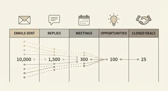 Outbound ROI model: from sends to meetings and revenue