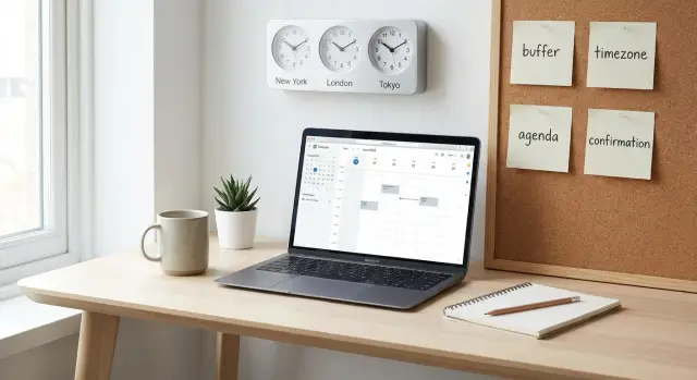 Calendar booking friction audit: fix timezones and buffers